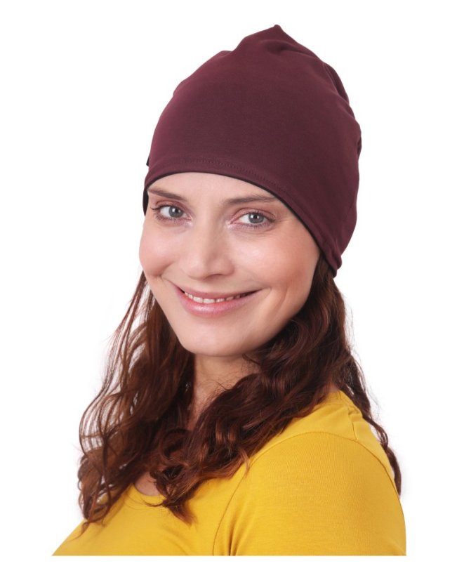 Baumwollmütze für Damen, zweiseitig, schwarz + bordeaux