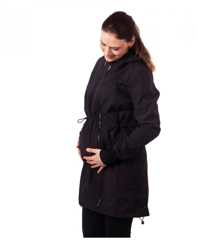 Softshellová NOSÍCÍ bunda Andrea + TĚHOTENSKÁ vsadka – černá