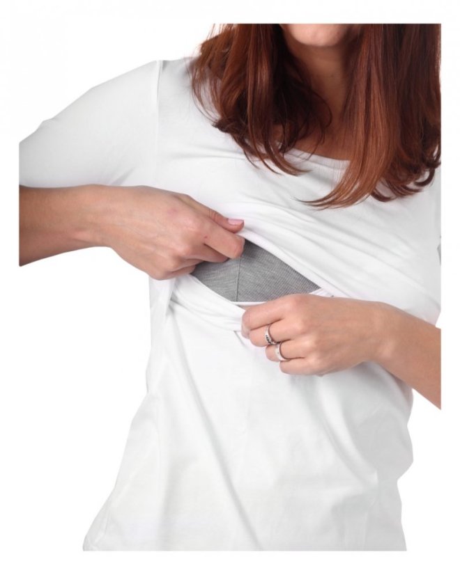 Nursing T-shirt Catherine, 3/4 sleeves – white - Size: M/L