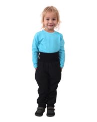 Detské softshellové nohavice s reguláciou pása, čierne