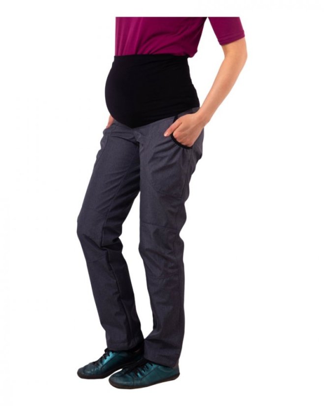 Nezateplené těhotenské softshellové kalhoty Liva 2, šedý melír
