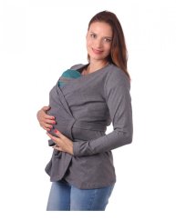Zavinovací kabátik pre tehotné a nosenie detí Michaela, sivý melír L/XL