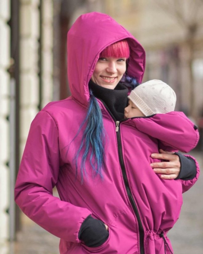 Zimní nosicí bunda/kabát Freya + TĚHOTENSKÁ VSADKA, růžová