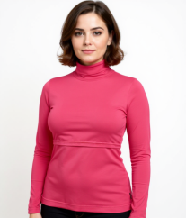 Breast-feeding roll-colar T-shirt Katerina, SALMON PINK