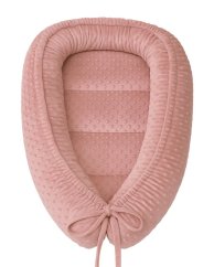 Baby nest for newborns – large MINKY design from birth, powder pink.