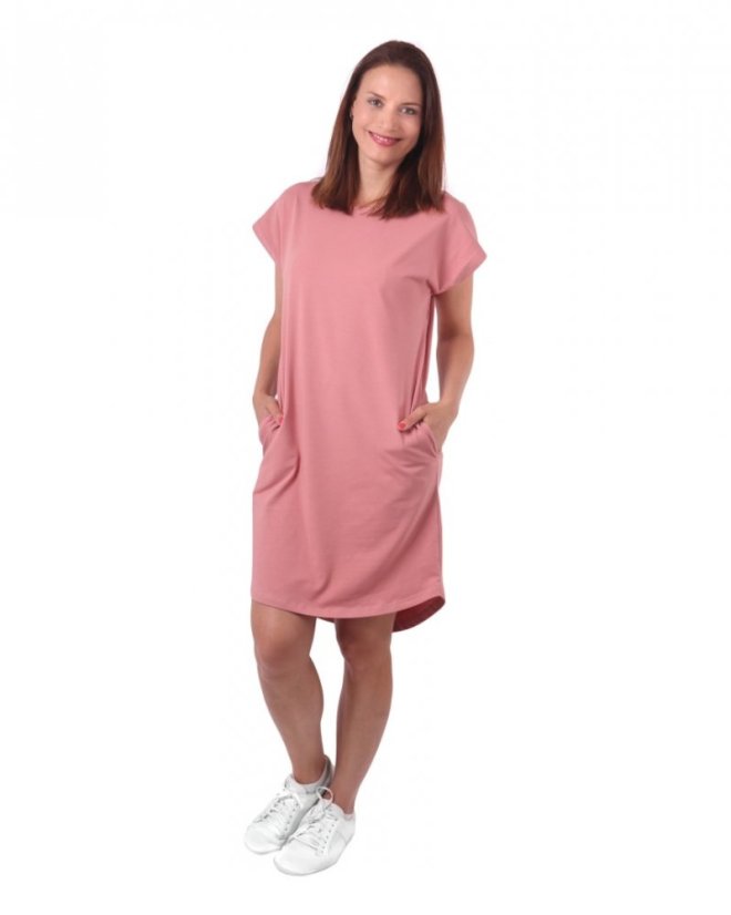 Dámske bavlnené oversized šaty s vreckami Zoe, staroružové