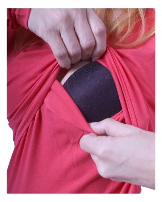 Breast-feeding dress Elena, long sleeves, salmon pink - Size: XS/S