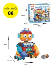 Stavebnica robot s bagrom a vozidlami, 88 dielikov, pre deti od 3 rokov