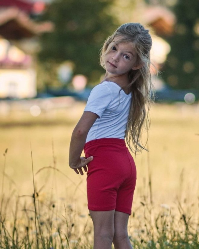 Dětské krátké legíny, červené - Velikost: 110