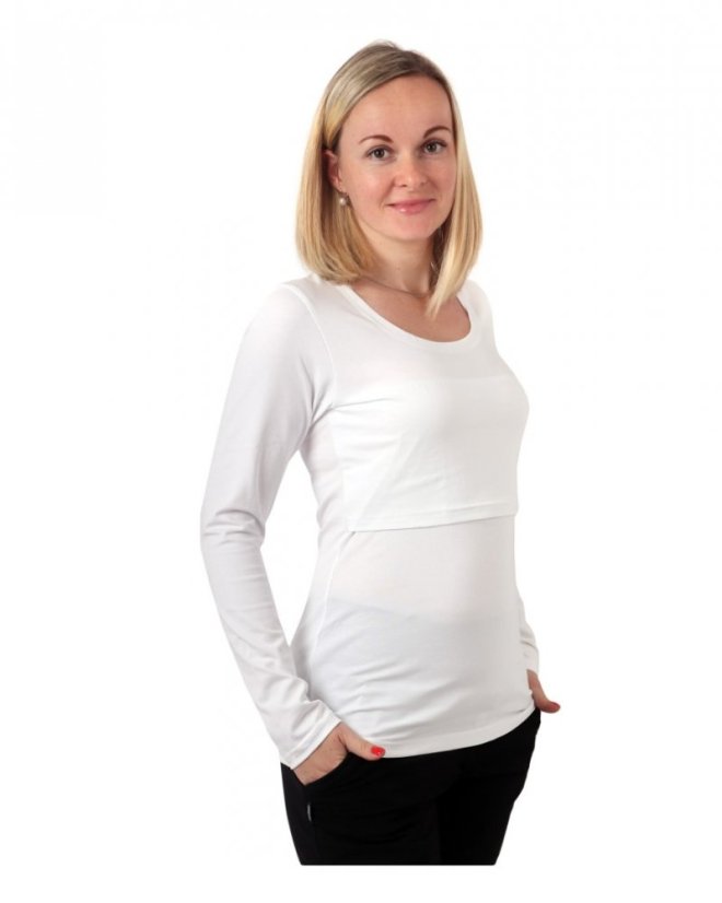 Nursing T-shirt Catherine, long sleeves – white - Size: S/M