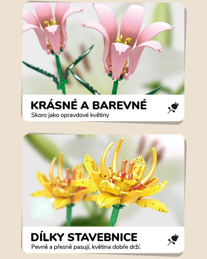Stavebnice květiny Lilie (53 dílků) – květina ze stavebnice