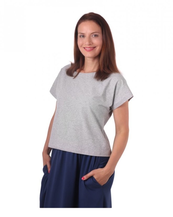 Crop top tričko Edita, šedý melír - Velikost: S/M