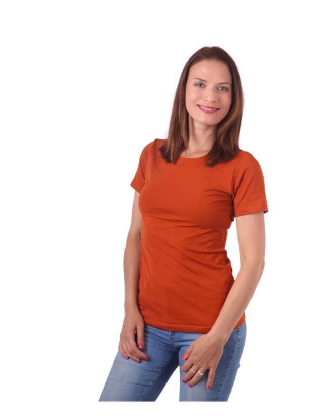 Dámske tričko Natália, krátky rukáv, škoricové - Veľkosť: XS/S