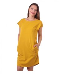 Dámské bavlněné oversized šaty s kapsami Zoe, hořčicové