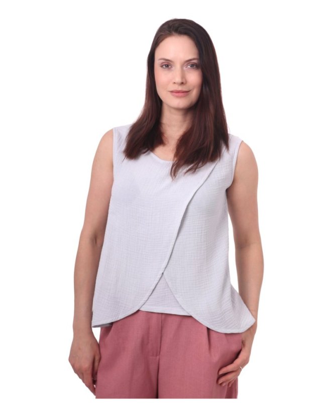 Still-Musselin-Bluse Maja, grau