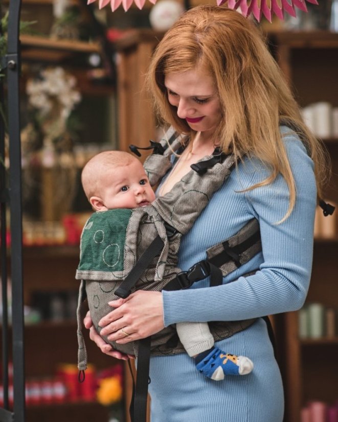Ergonomische Babytrage für Neugeborene, graugrün