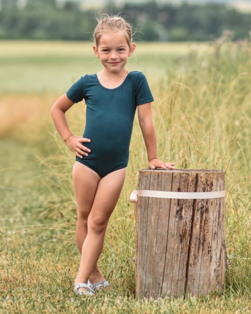 Ballet Leotards for Girls Splice Short Sleeve Kids Dance