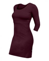 Breast-feeding dress Elena, 3/4 sleeves, bordeaux