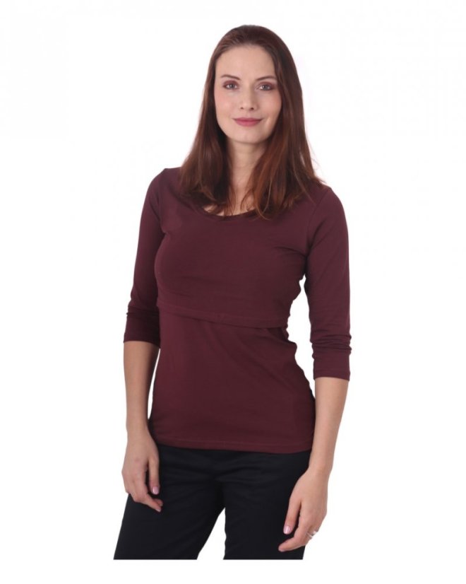 Nursing T-shirt Catherine, 3/4 sleeves – burgandy