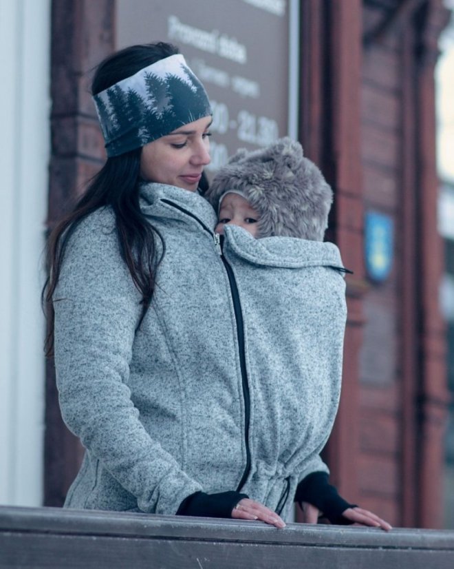 Babywearing sweater (front babywearing only) Elsa, grey melange - Size: XS
