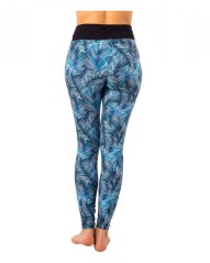 Women's high waist leggings, blue leaves