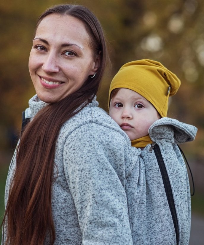 Nosící svetr (přední i zadní nošení) Lisa, šedý melír