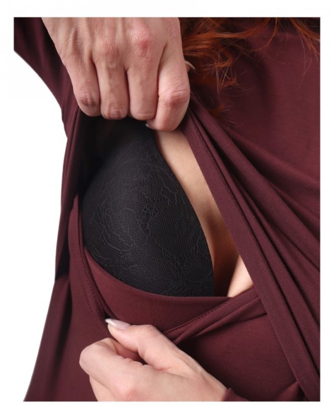 Breast-feeding roll-colar T-shirt Katerina, BORDEAUX - Size: S/M