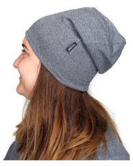 Women’s cotton cap, double-sided, dark grey melange+ dark turquoise