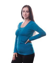 Breast-feeding T-shirt Klaudie, long sleeves, DARK TURQUOISE