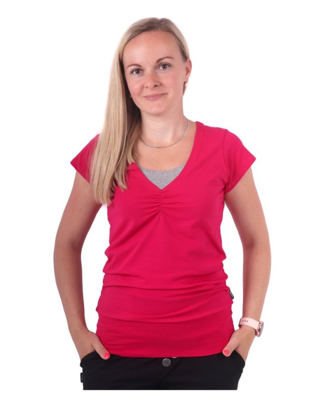 Tričko na dojčenie Lea, krátky rukáv, sýto ružové