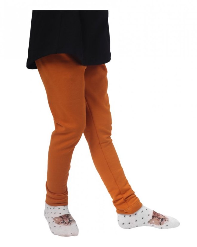 Dívčí zateplené legíny, oranžové hořčicové