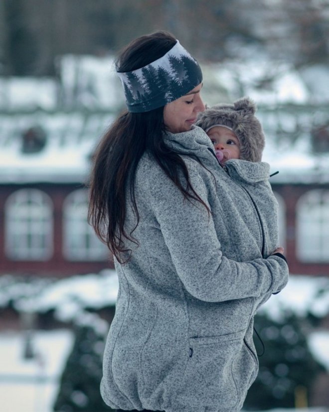 Babywearing sweater (front babywearing only) Elsa, grey melange - Size: XS