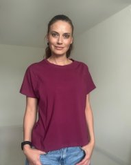 Kojicí tričko se zipem Kira, oversized – cyklámen