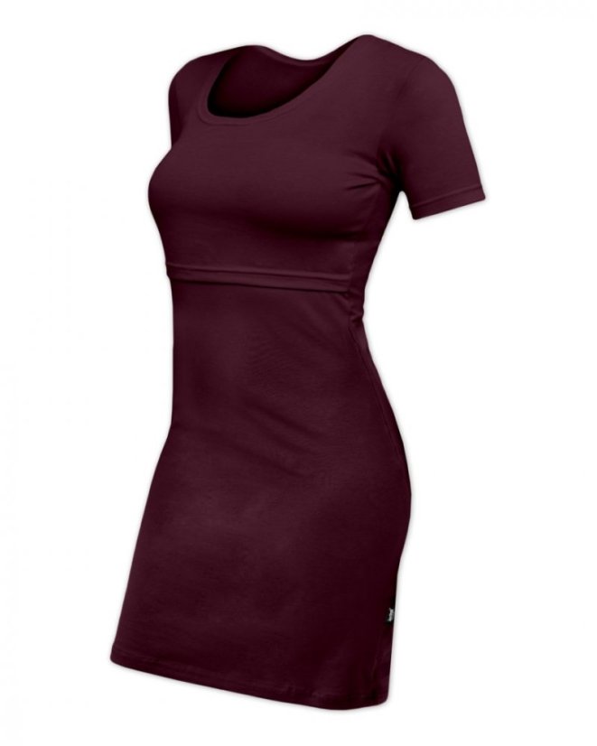 Breast-feeding dress Elena, short sleeves, bordeaux - Size: S/M