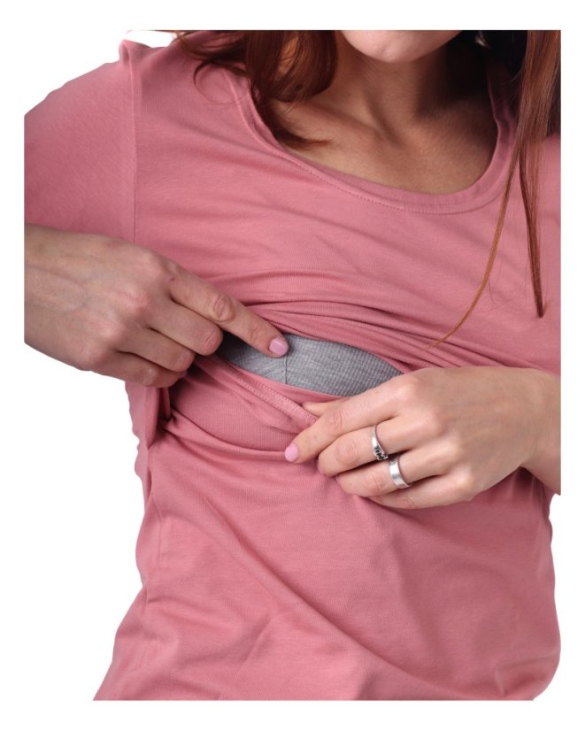 Kojicí tričko Kateřina, 3/4 rukáv, starorůžové - Velikost: L/XL