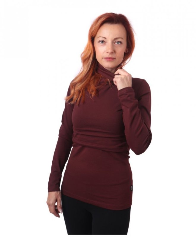Breast-feeding roll-colar T-shirt Katerina, BORDEAUX - Size: S/M