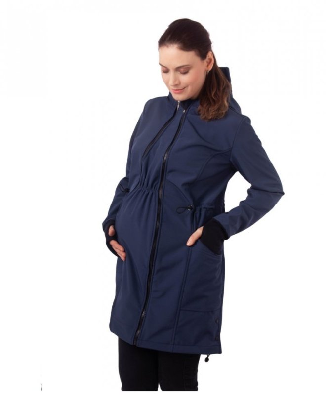 Softshellová NOSÍCÍ bunda Andrea + TĚHOTENSKÁ vsadka, tmavě modrá
