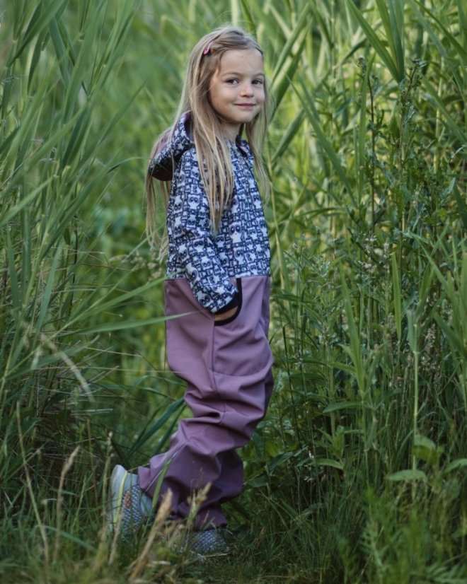 Kid's softshell jumpsuit, pandas and pink