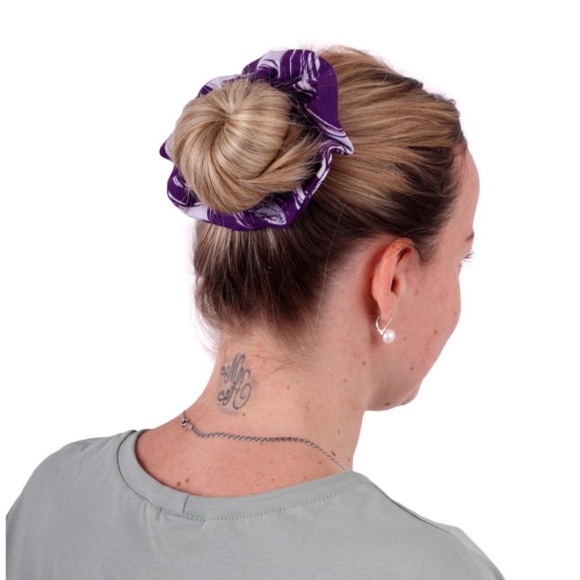 Fabric hair band, big, patterned purple