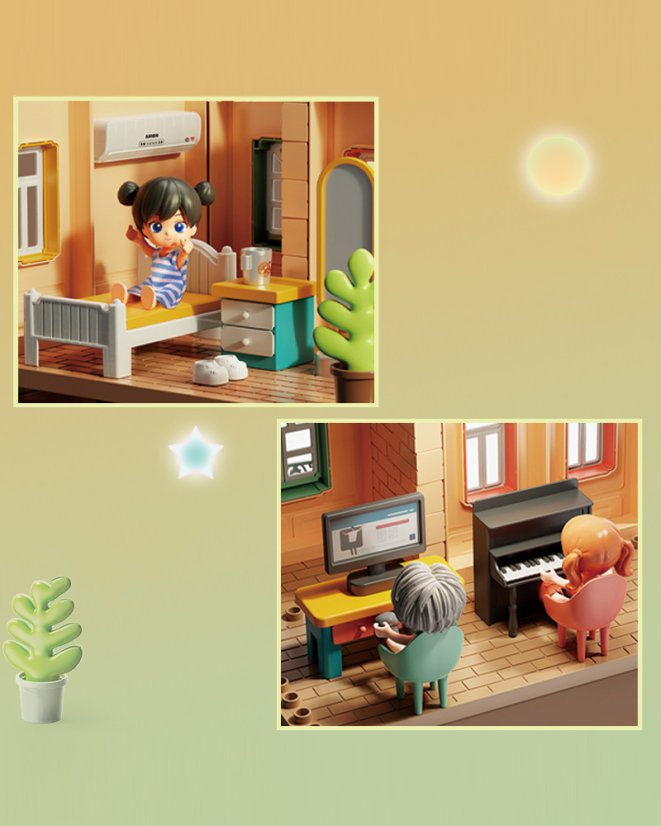 Stavebnice čtyřpatrový dům s LED a autem, 690 dílků, pro děti od 3 let