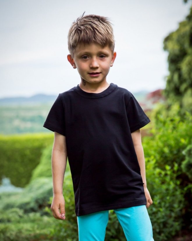 Bavlnené detské tričko, krátky rukáv, čierne - Veľkosť: 92