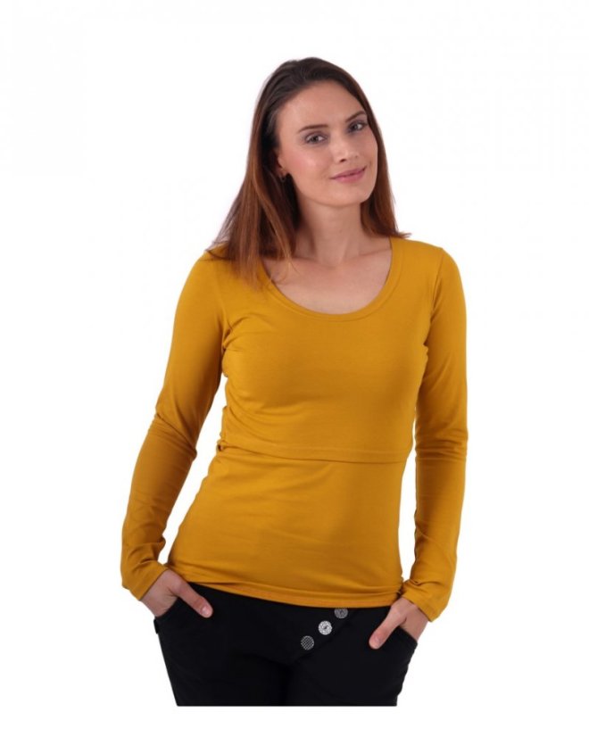 Nursing T-shirt Catherine, long sleeves – mustard