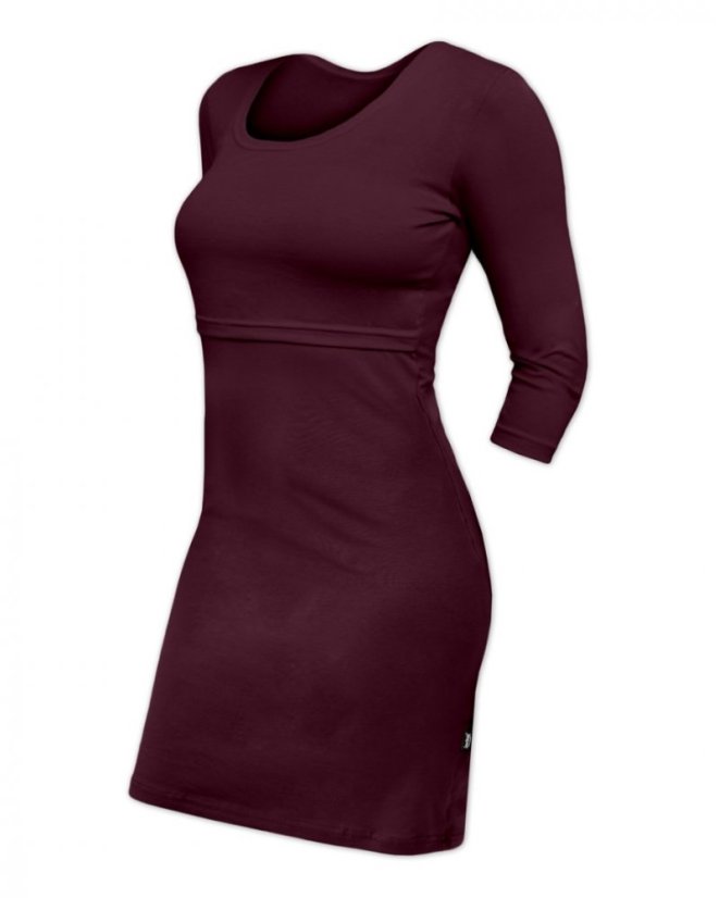 Breast-feeding dress Elena, 3/4 sleeves, bordeaux