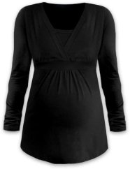 Tehotenská tunika (aj na dojčenie) Anička, dlhý rukáv, čierna