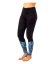 Damen-Leggings mit hoher Taille, Schwarz + Blaue Blätter