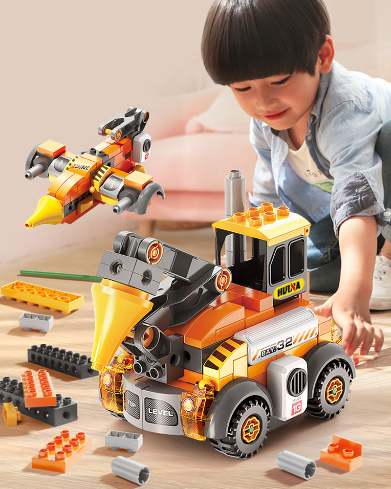 Große Bausteine Baufahrzeuge und Baumaschinen – Sets für Kinder ab 3 Jahren