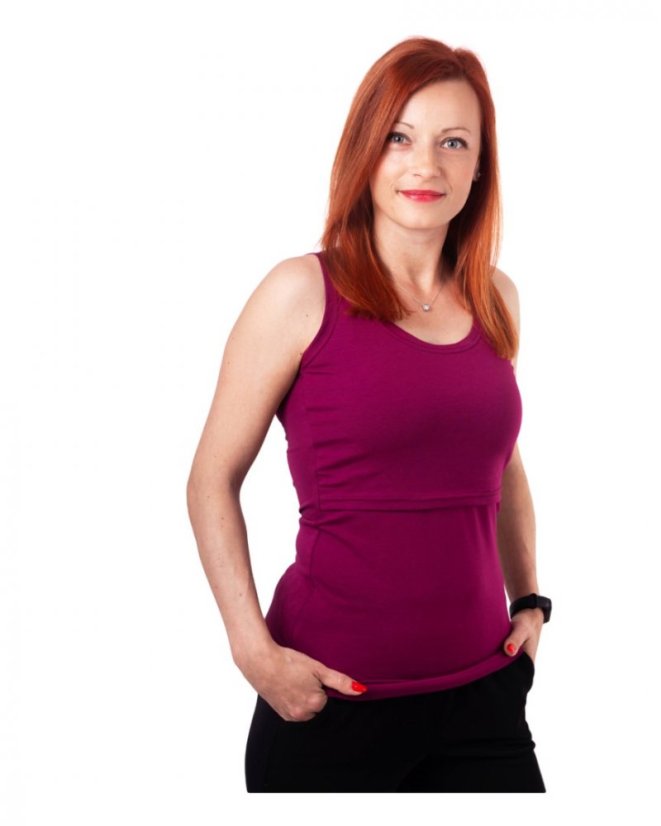 Breast-feeding T-shirt Katerina, no sleeves, cyclamen