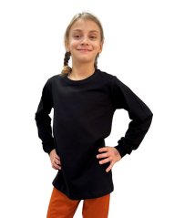 Detské tričko, dlhý rukáv, čierne
