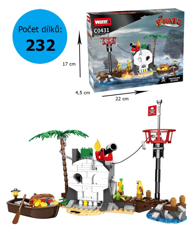 Stavebnice Piráti a ostrov pokladů, 232 dílků