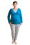 Těhotenské a kojicí pyžamo, dlouhé, tmavý tyrkys + šedý melír